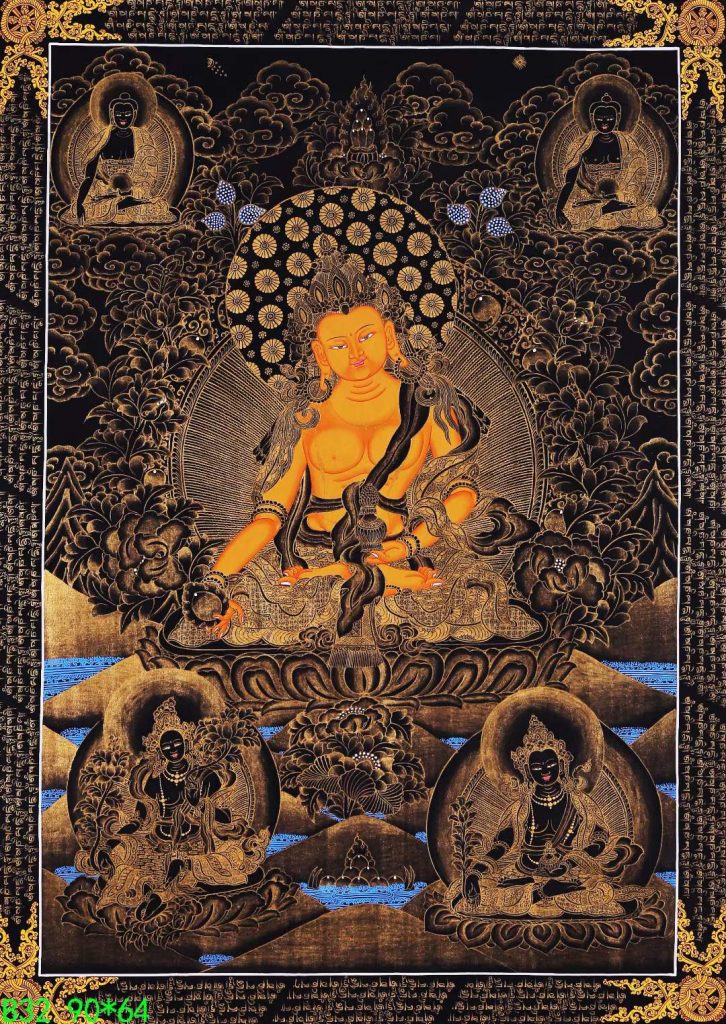 编号168-455698：黑金唐卡-地藏王菩萨（90*64CM左右） | 沃唐卡www 