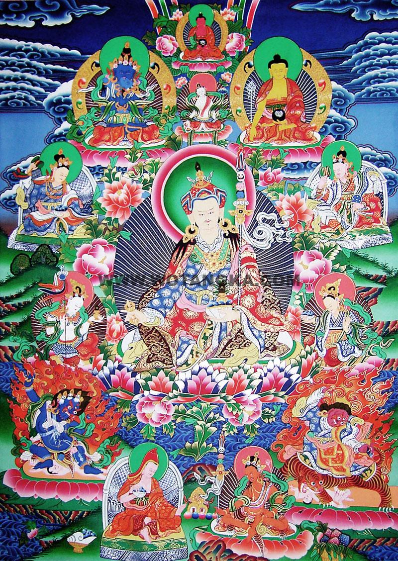 沃唐卡编号AC64108：莲师八变图/莲师八相(The 8 forms of Padmasambhava)