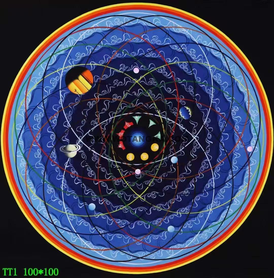 编号138-940776：彩绘唐卡-宇宙冥想坛城（100*100CM左右）